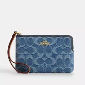 New Release Signature Denim and Smooth Leather Wristlets